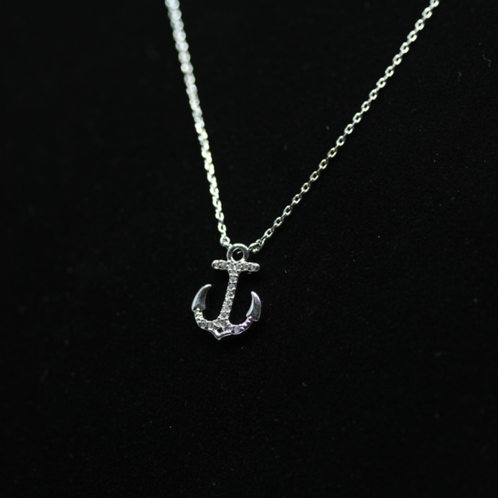 18kt Gold Dipped Cz Dainty Anker Pave Necklace